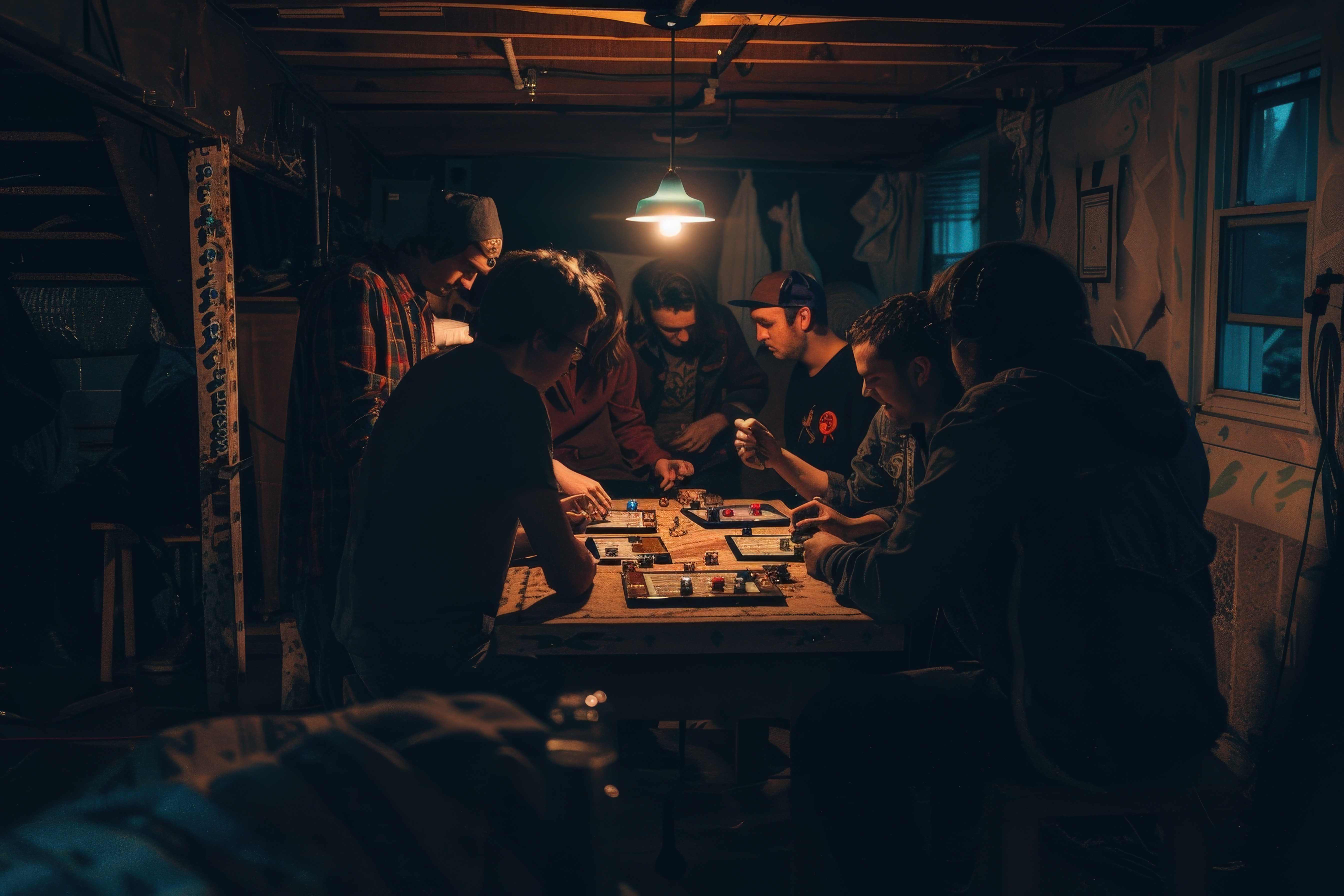 Grupo reunido em volta da mesa de RPG